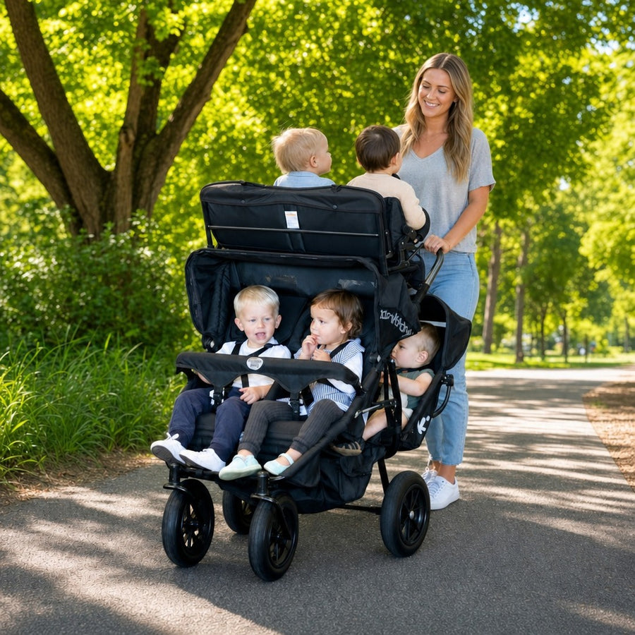 Multi Seat Stroller For Six (Double Toddler seat and Double Baby Recli – KinderPod